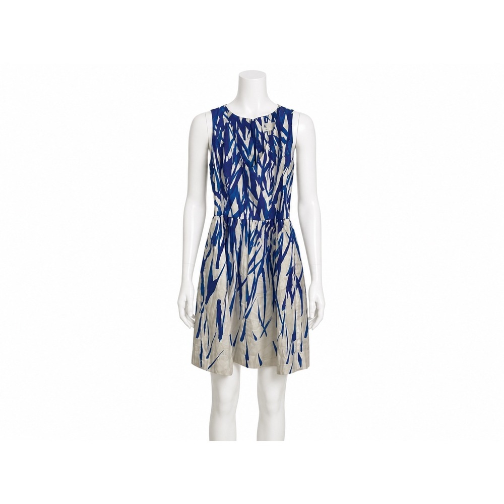 Milly Dress Womens 2‎ Blue White Abstract Brushstroke V-Neck Back Cutout Mini